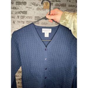 Pendleton | women blue cable knit cardigan sweater